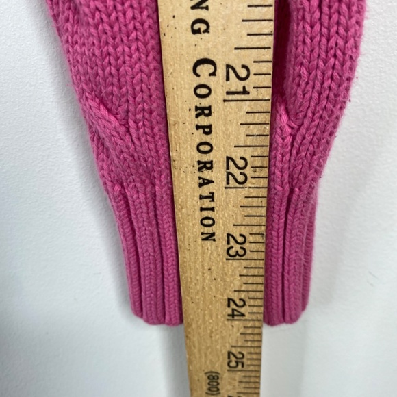 Ralph Lauren Cable Knit Sweater M Pink VNeck Pony Classic Old Money Tennis - Picture 7 of 8